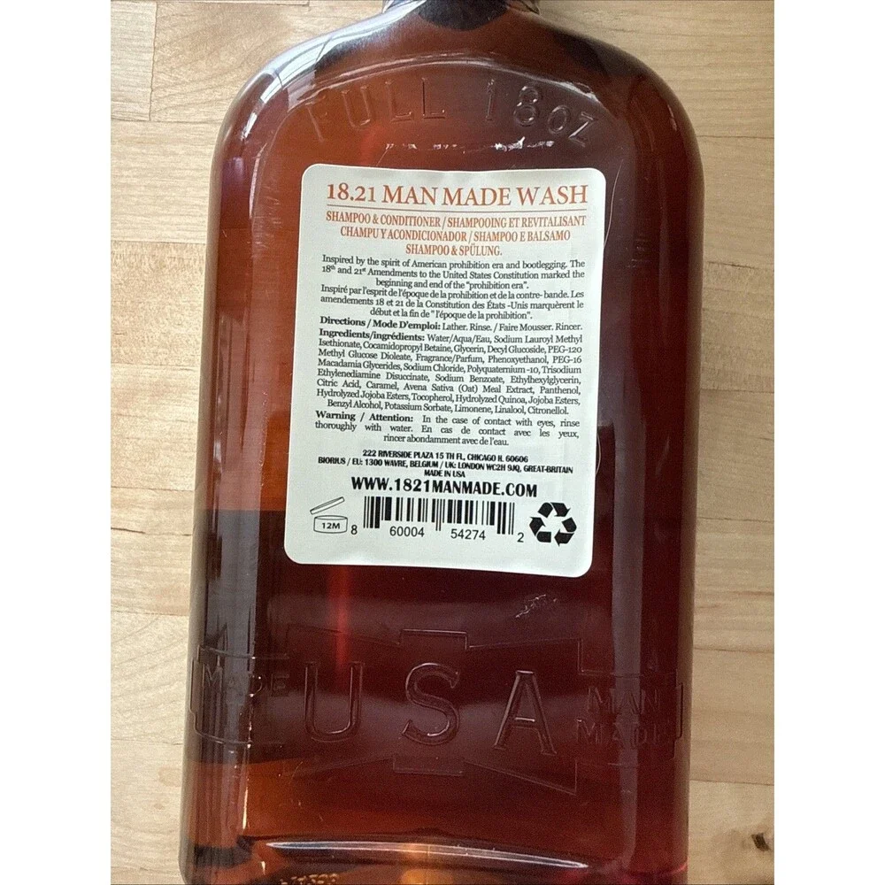 18.21 MAN MADE WASH NOBLE OUD 18 OZ CLEAN AND CONDITION FROM HEAD TO TOE #WSH18N